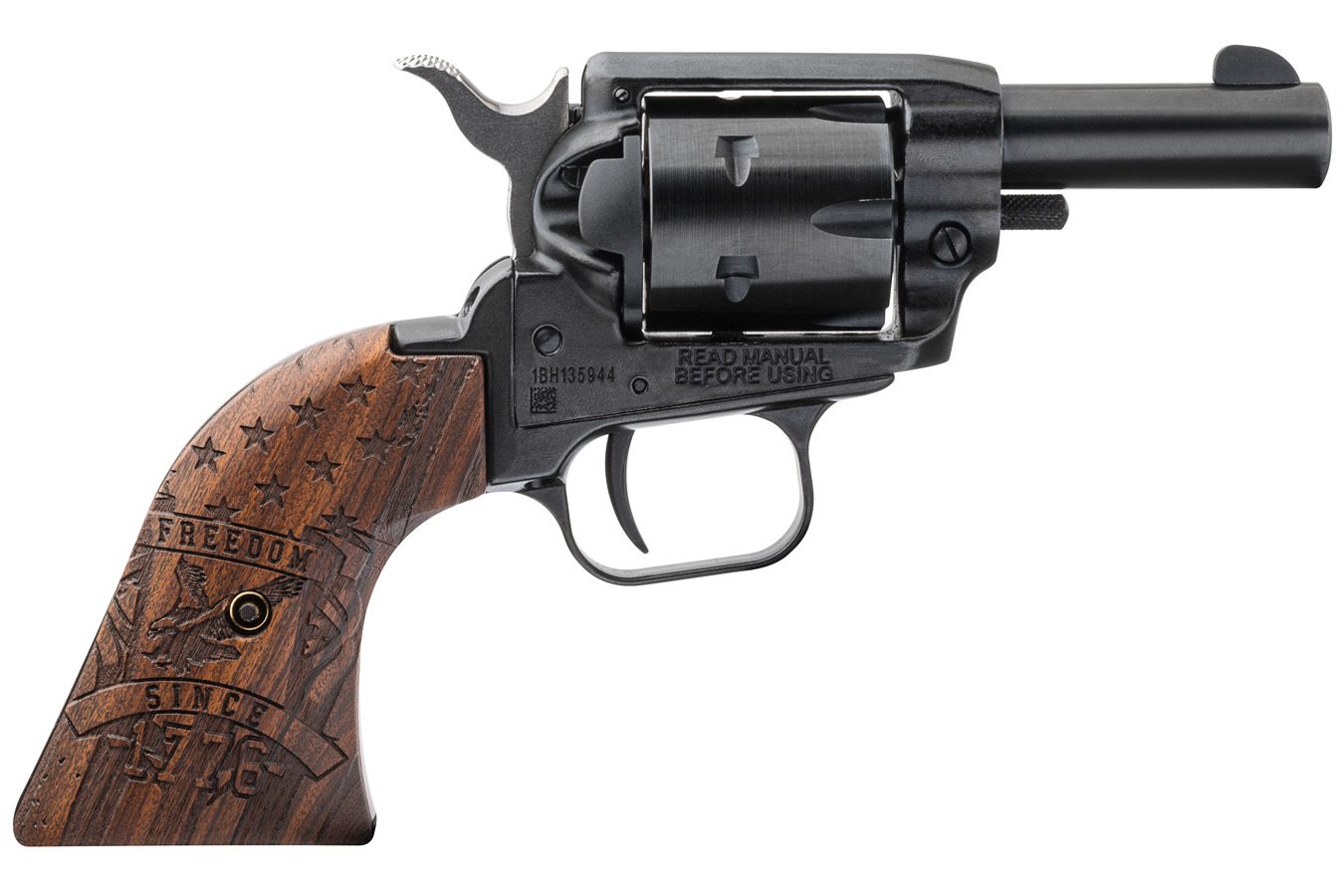 Heritage Barkeep Freedom Since 1776 22LR Revolver with 2 Inch Barrel and Engraved Wood Gr