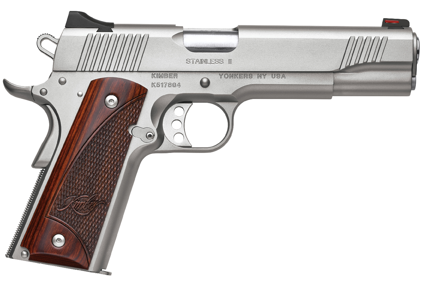 Kimber Stainless II 10mm 1911 Pistol With Rosewood Grips And Fiber 
