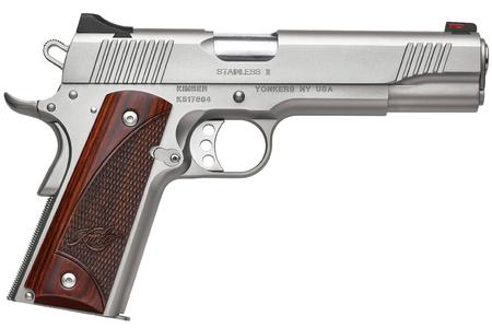 KIMBER Stainless II 10mm 1911 Pistol with Rosewood Grips and Fiber Optic Front Sight