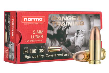Norma 9mm 124 gr FMJ Range and Training 50/Box