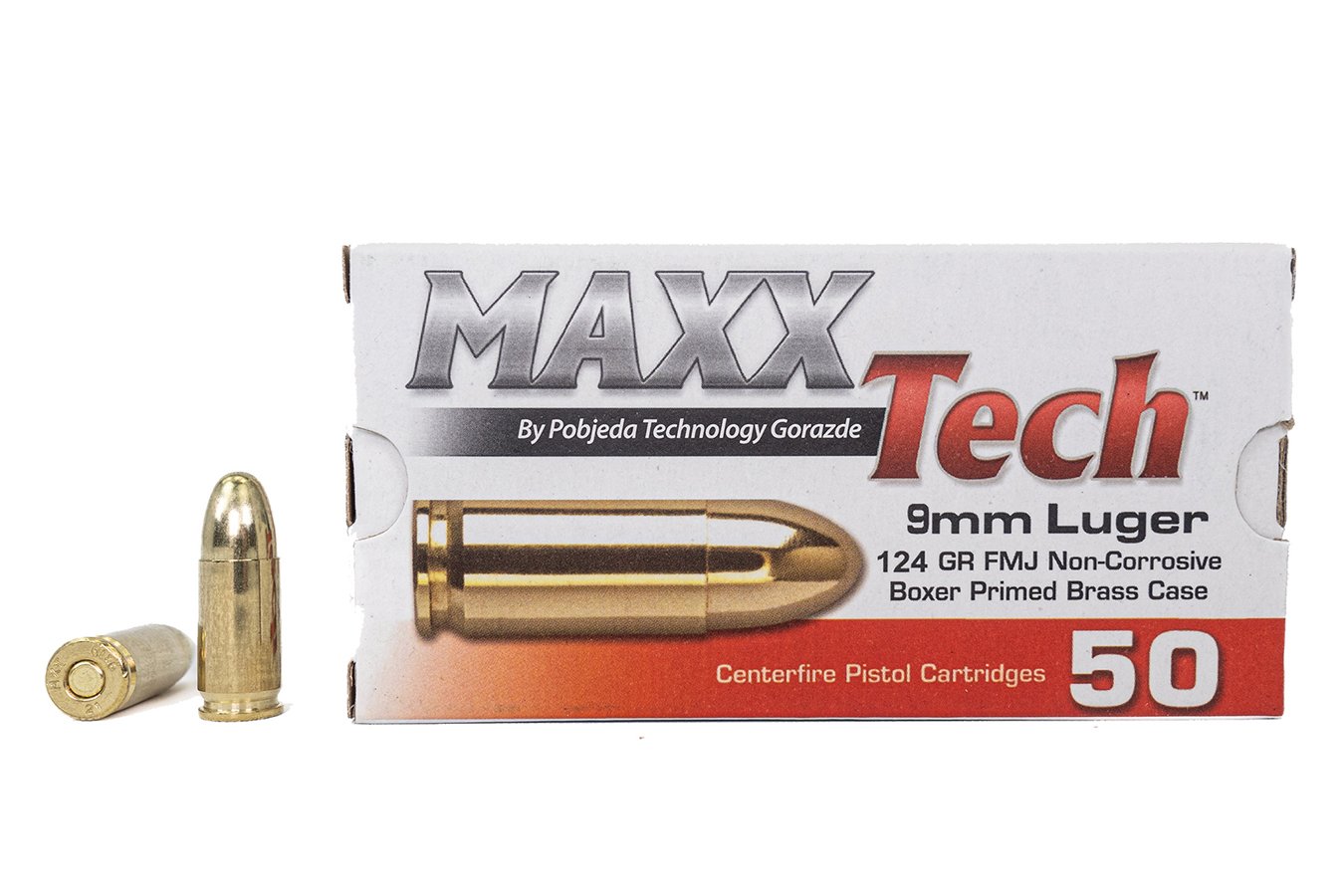 MAXX TECH 9MM 124 GR FMJ TARGET AMMO 50/BOX