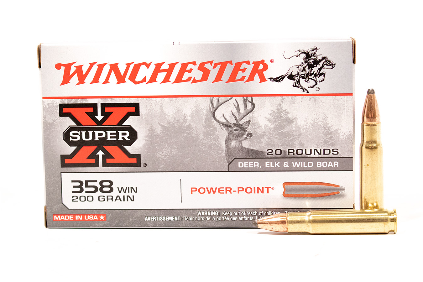 WINCHESTER AMMO 358 WIN 200 GR POWER-POINT SUPER X 20/BOX