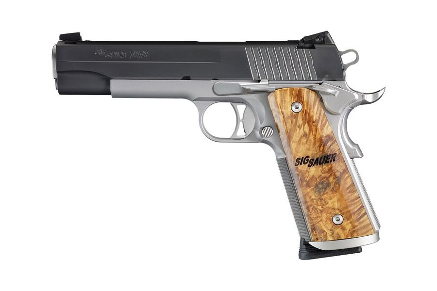 SIG SAUER 1911, 45 ACP, 5IN, STX, REVERSE 2-TONE, SAO, SIGLITE, BURLED MAPLE GRIP, (2) 8R