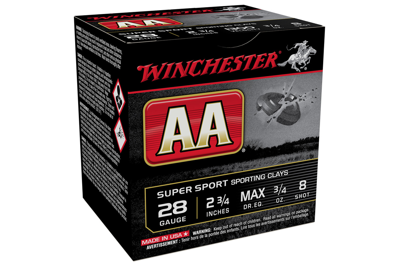 WINCHESTER AMMO AA SPORTING CLAYS 28GA 2.75` 3/4OZ 8SHOT 25RNDS