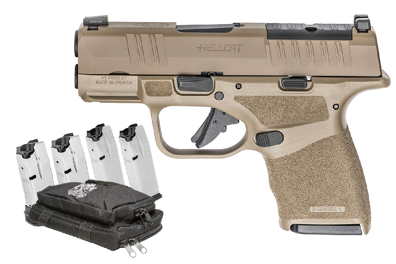 No. 14 Best Selling: SPRINGFIELD HELLCAT MICRO COMPACT 9MM OSP 3` FDE GEAR UP