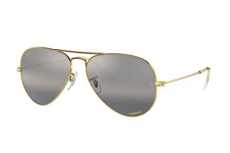 AVIATOR WITH LEGEND GOLD FRAME AND POLARIZED CLEAR GRADIENT DARK GREY LENSES