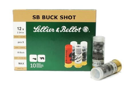 SELLIER AND BELLOT 12 Gauge 2 3/4 in 9 Pellet 00 Buck Shot Shotshells 10/Box