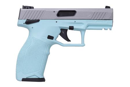 TAURUS TX22 22LR Rimfire Pistol with Cyan Frame and Satin Nickel Slide (10 Round Compliant Model)