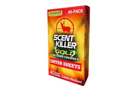 WILDLIFE RESEARCH Scent Killer Gold Autumn Formula Dryer Sheets (40 Pack)