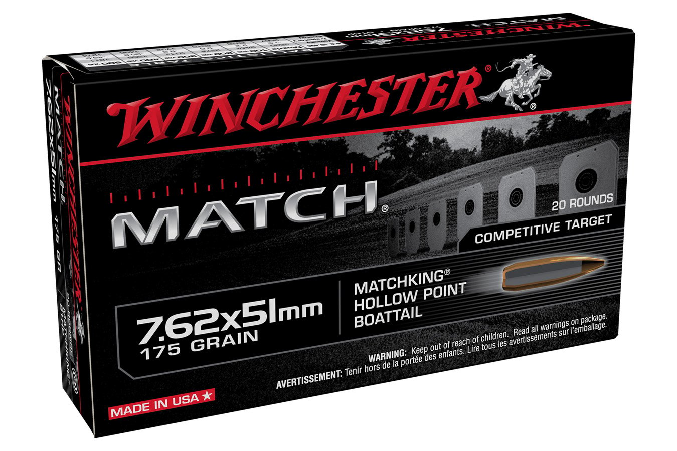 WINCHESTER AMMO 7.62X51 MM MATCH 175 GR SIERRA BTHP 