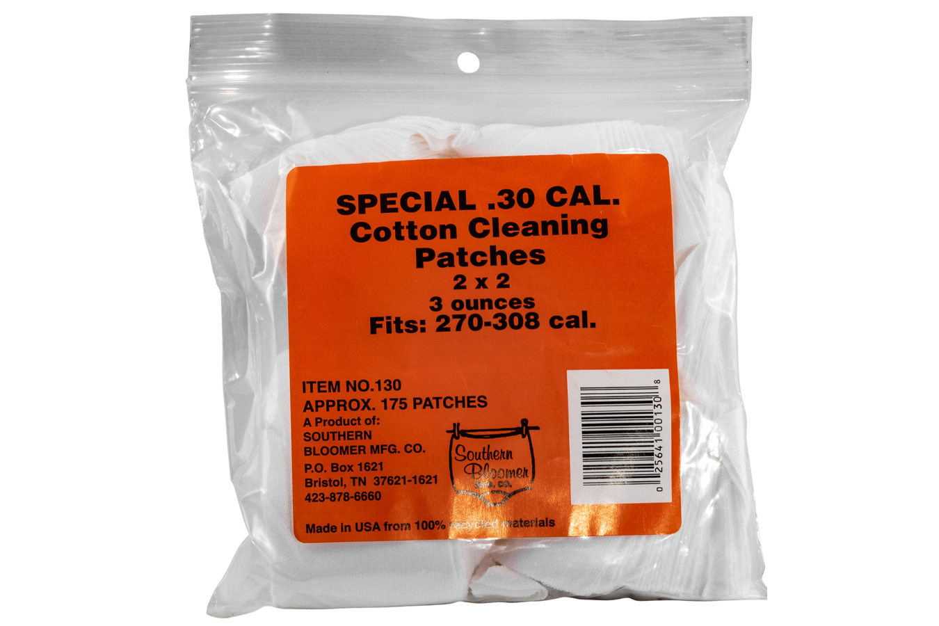 Southern Bloomer .30 Cal Cotton Knit Cleaning Patches, 125 pk