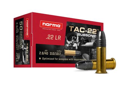 NORMA USA 22 LR 40 Gr LRN Hollow Point TAC-22 Subsonic 50/Box