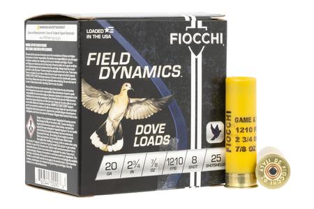 FIOCCHI 20 Gauge 2 3/4 in  7/8 oz 8 Shot Field Dynamics 25/Box
