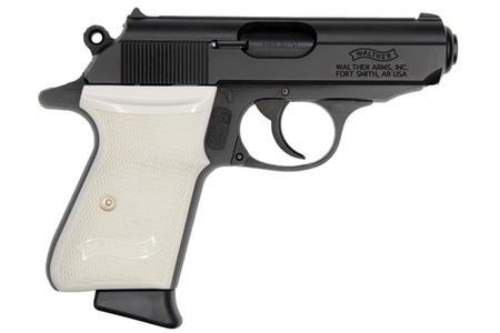 WALTHER PPK 380 ACP PISTOL WITH BLACK FINISH AND WHITE PEARL GRIPS