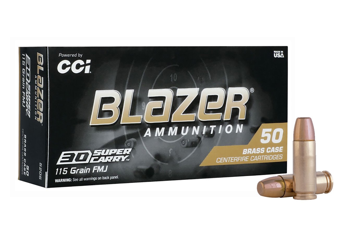 CCI AMMUNITION 30 SUPER CARRY 115GR FMJ BLAZER BRASS