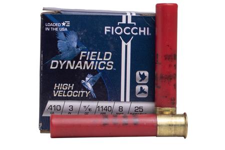 FIOCCHI 410 Bore 3 in 11/16 oz 8 Shot Field Dynamics High Velocity 25/Box