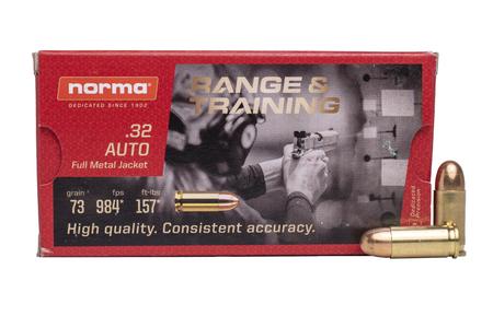 NORMA USA 32 ACP 73 gr FMJ Range and Training 50/Box