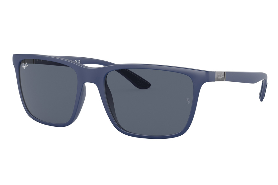 Ray-Ban RB4385 Sunglasses with Matte Blue Frame and Dark Gray Lenses