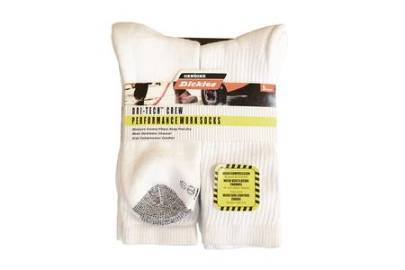 DICKIES 5 PK PERFORMANCE CREW SOCKS WHITE