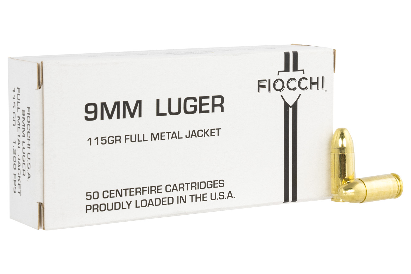 FIOCCHI 9MM 115 GRAIN FMJ WHITE BOX 50/BOX