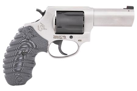 TAURUS Defender 605 357 Mag Stainless Revolver with Black/Gray VZ Grips and 3 Inch Barr