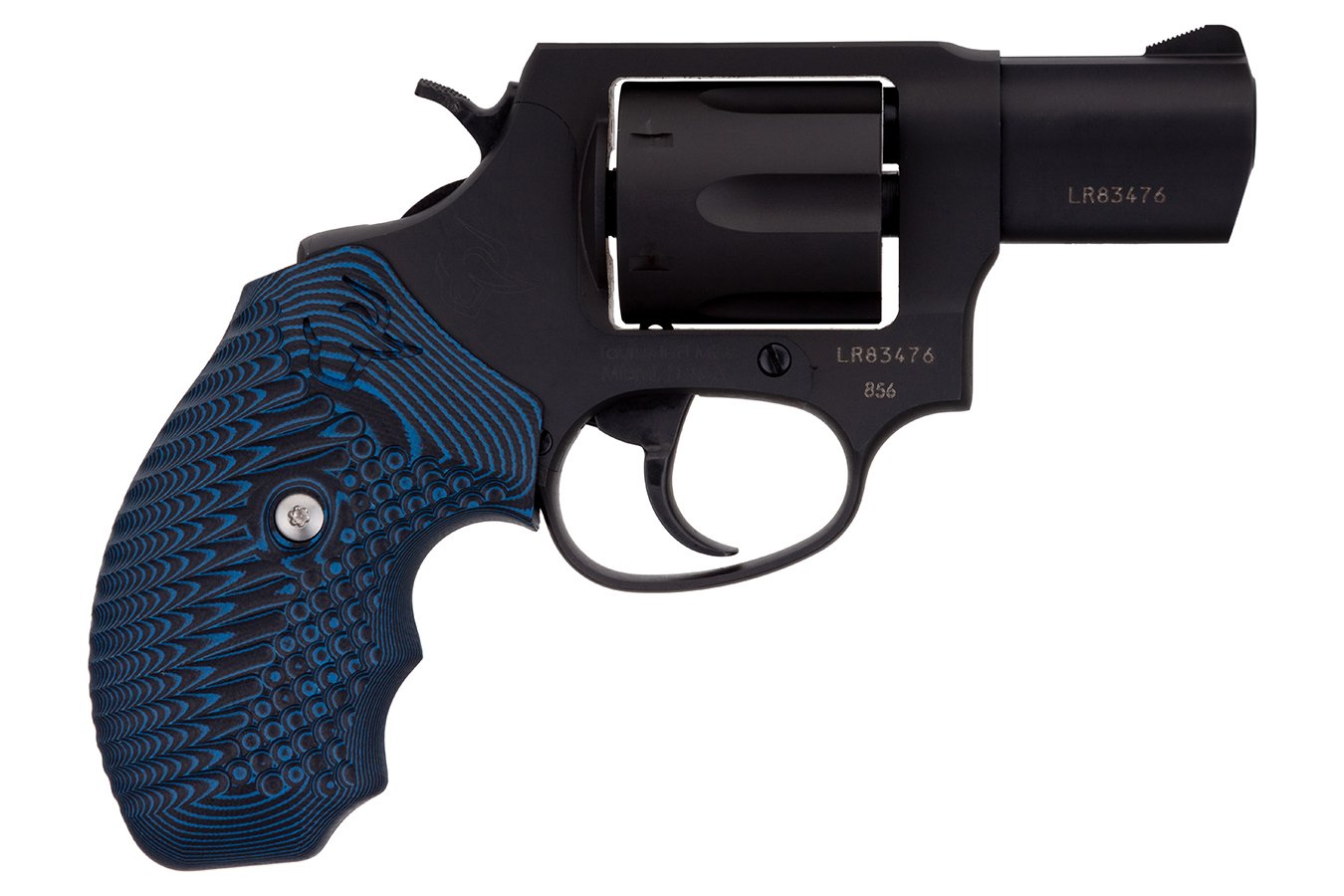 TAURUS 856 38 SPL 2` BLL/BLK VZ BK BLUE CYCLONE GRIP 6RD