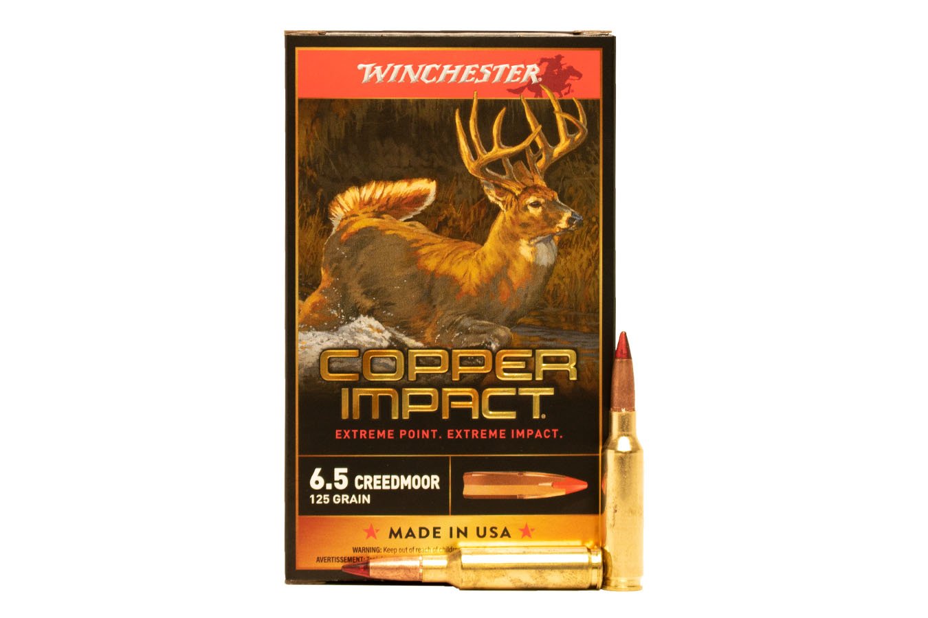 WINCHESTER AMMO 6.5 CREEDMOOR 125 GR COPPER EXTREME POINT DEAR SEASON XP 20/BOX