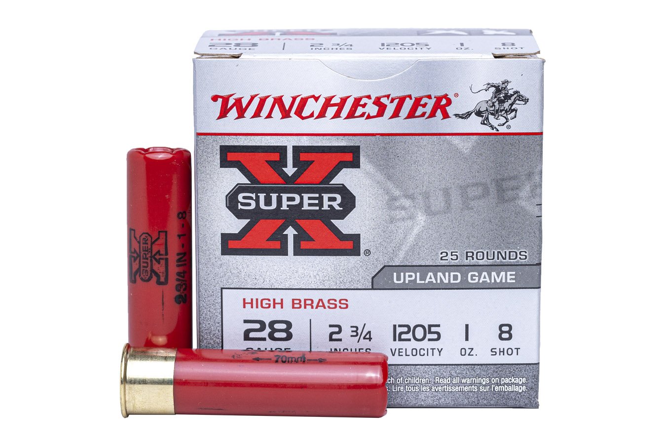 Winchester 28 Gauge 2 3/4 In 1 oz 8 Shot High Brass Super X 25/Box