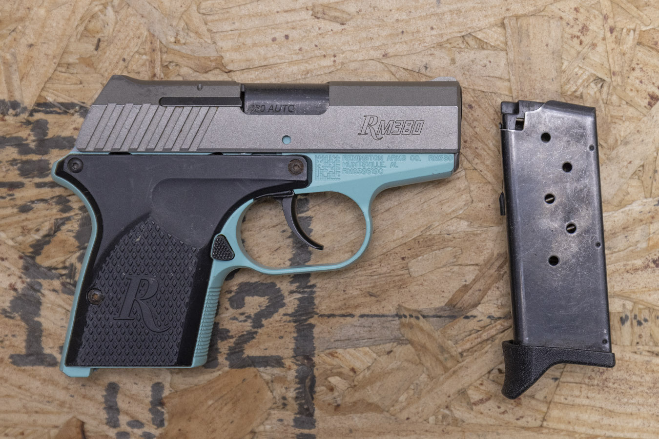 Remington RM380 .380 Auto Police Trade-In Pistol Light Blue