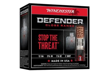 WINCHESTER AMMO 12 Gauge 2 3/4 in 1 1/8 oz 2 Shot Shotshells Defender 25/Box