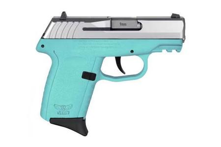 SCCY CPX-2 Gen3 9mm Semi-Auto Pistol with Aqua Blue Frame and Stainless Slide