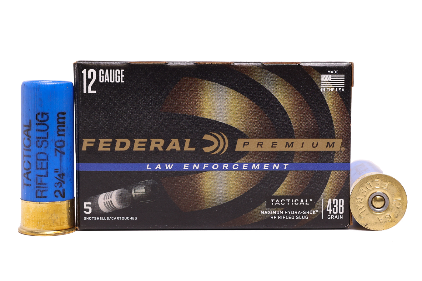 Federal 12 Gauge 2-3/4 in 438 gr HP Rifled Slug Hydra-Shok Police Trade-In Ammo 5/Box
