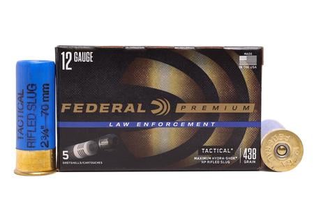 FEDERAL AMMUNITION 12 Gauge 2-3/4 in 438 gr HP Rifled Slug Hydra-Shok Police Trade-In Ammo 5/Box