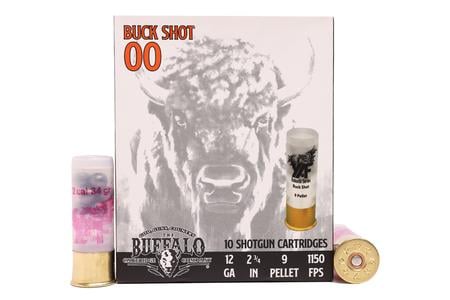 BUFFALO CARTRIDGES 12 Gauge 2 3/4 in 00 Buck Shot 10/Box