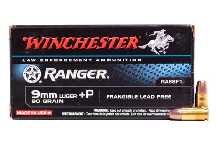 WINCHESTER AMMO 9mm Luger +P 90 gr Ranger Frangible Police Trade-In Ammo 50/Box