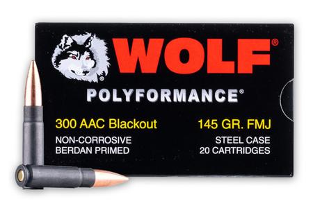 WOLF AMMO 300 Blackout 145 Grain FMJ Polyformance Steel Case 20/Box