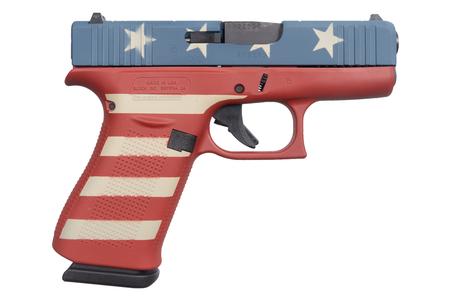 GLOCK 43X 9mm Semi-Auto Pistol with Cerakote Red/White/Blue American Flag Finish