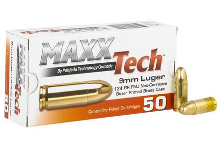 MAXX TECH 9MM 124 FMJV- PTGB9124B BX