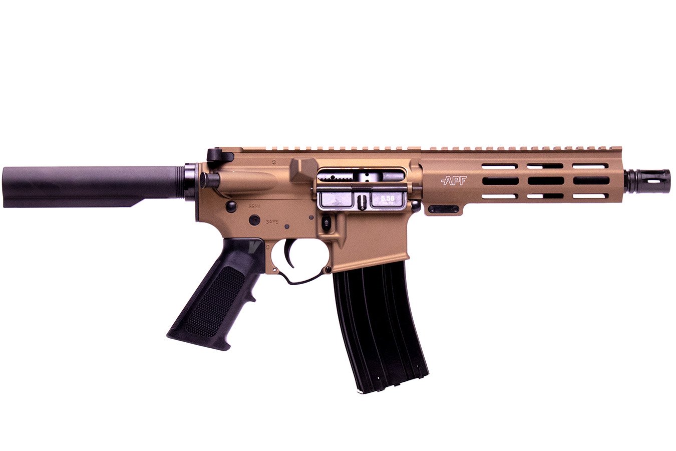 ALEX PRO FIREARMS AR-15 ECONO 5.56MM AR-15 PISTOL WITH BURNT BRONZE FINISH AND M-LOK HANDGUARD