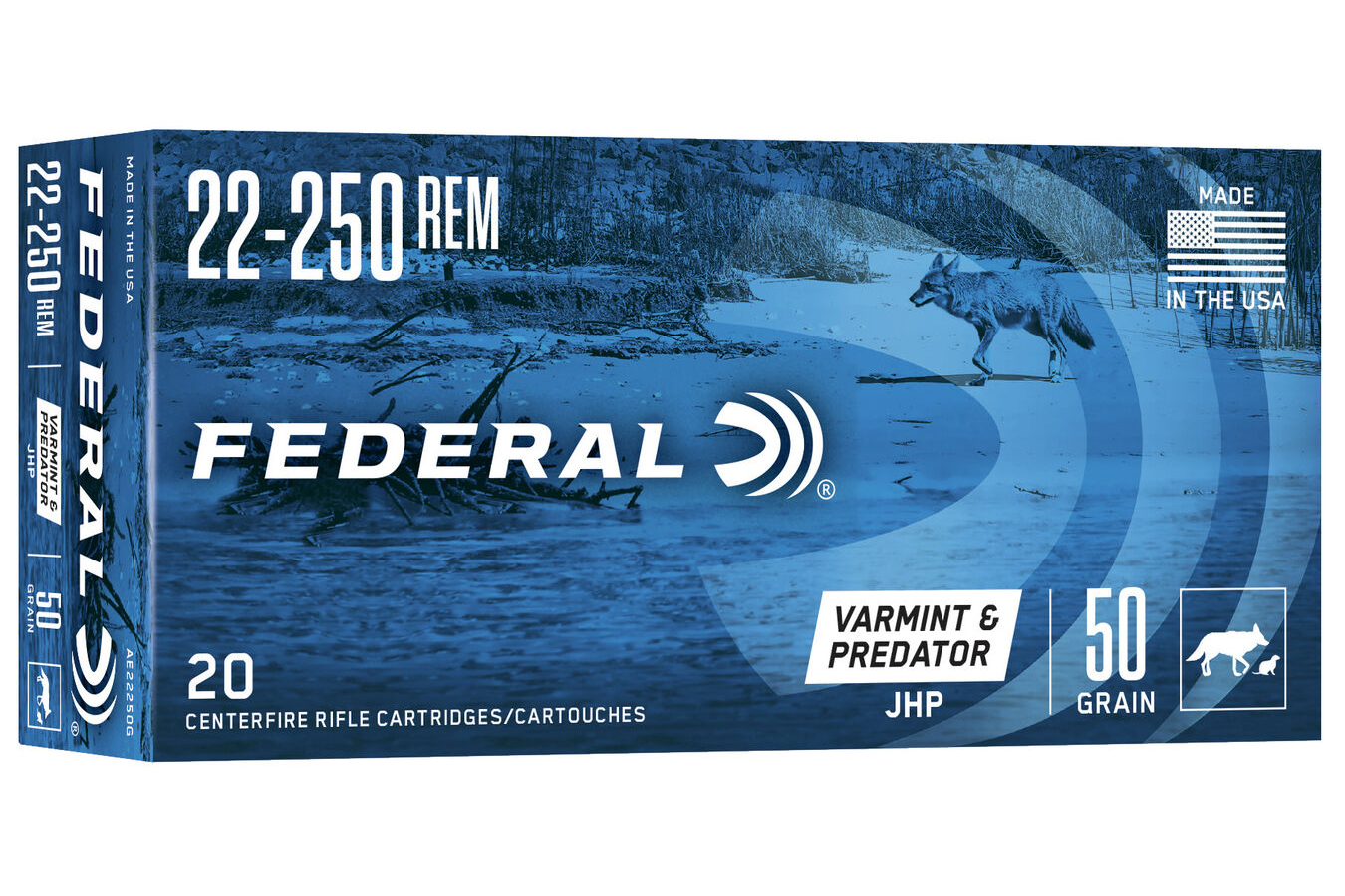 FEDERAL AMMUNITION 22-250 REM 50 GR JHP