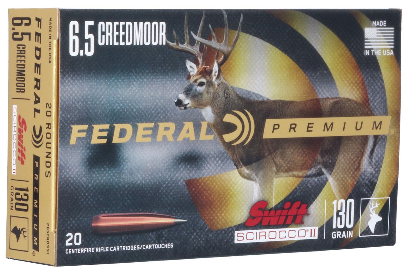 FEDERAL AMMUNITION 6.5 CREEDMOOR 130 GR POLYMER TIP SWIFT SCIROCCO II 20/BOX