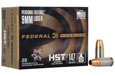 FEDERAL AMMUNITION 9mm 147 gr HST Jacketed Hollow Point Personal Defense 20/Box