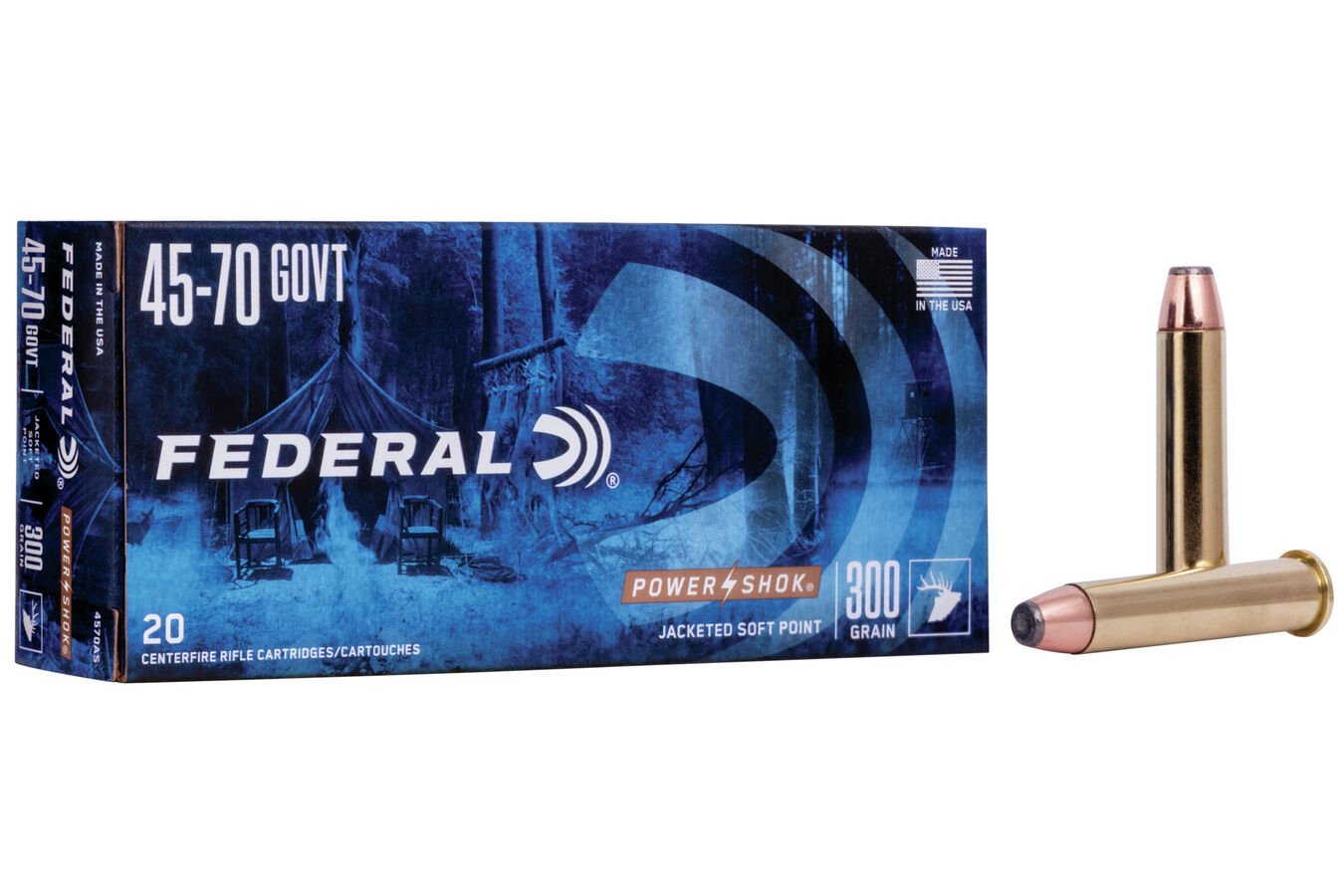 FEDERAL AMMUNITION 45-70 GOVT 300 GR FLAT NOSE POWER-SHOK