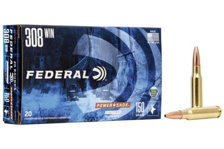 FEDERAL AMMUNITION 308 Win 150 gr Copper Hollow Point Power-Shok 20/Box