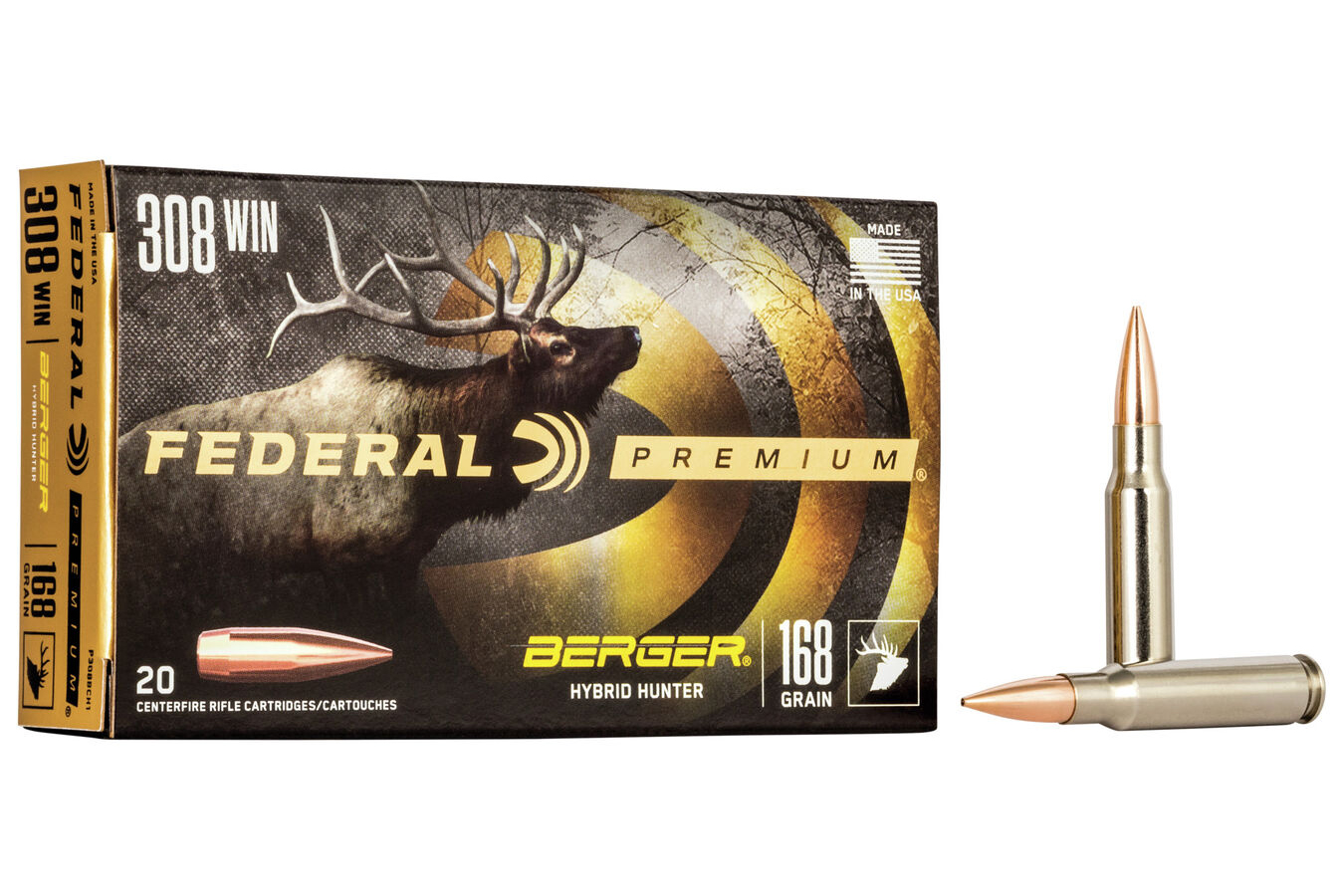 FEDERAL AMMUNITION 308 WIN 168 GR BERGER HYBRID HUNTER