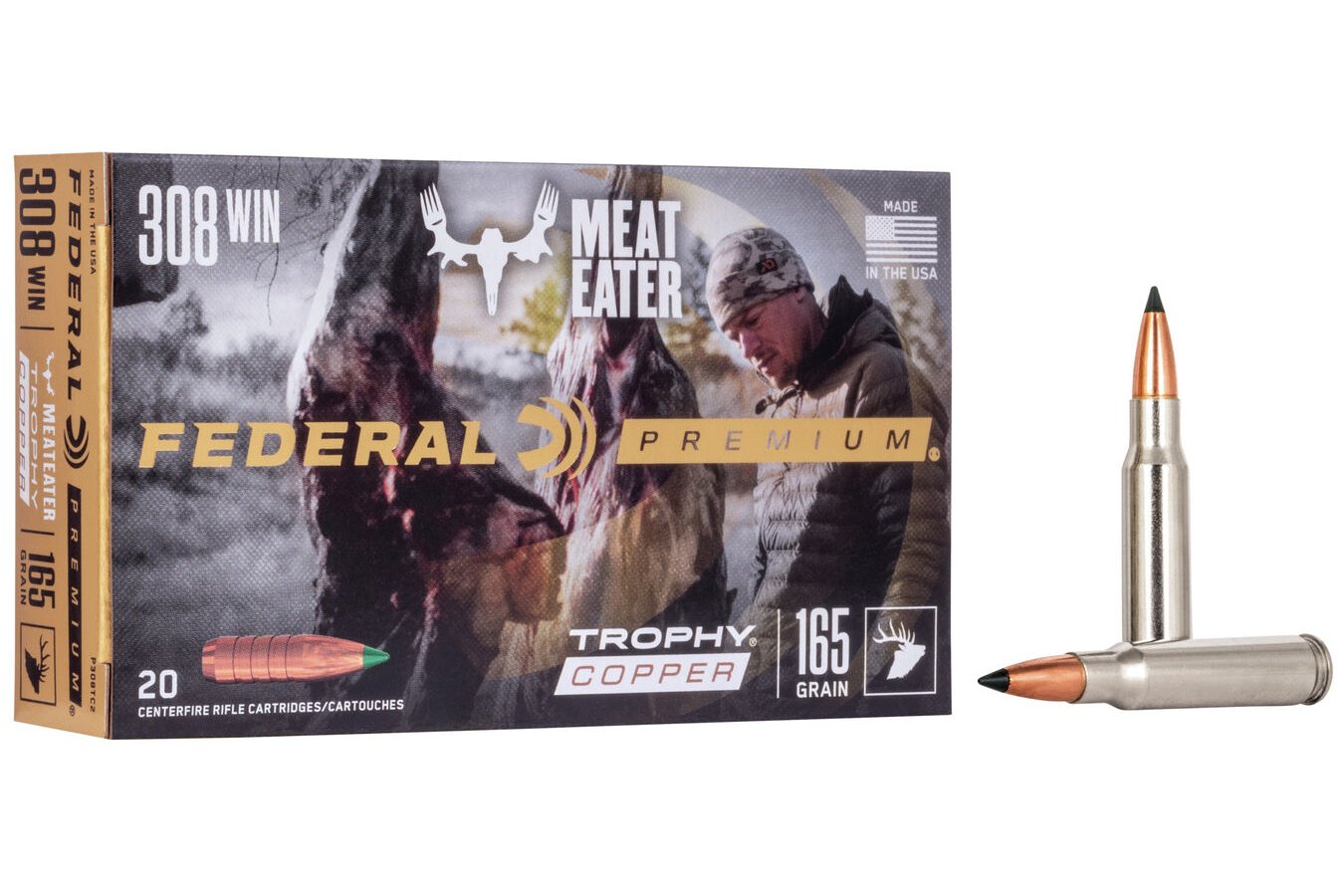 FEDERAL AMMUNITION 308 WIN 165 GR TROPHY COPPER VITAL-SHOK MEAT EATER