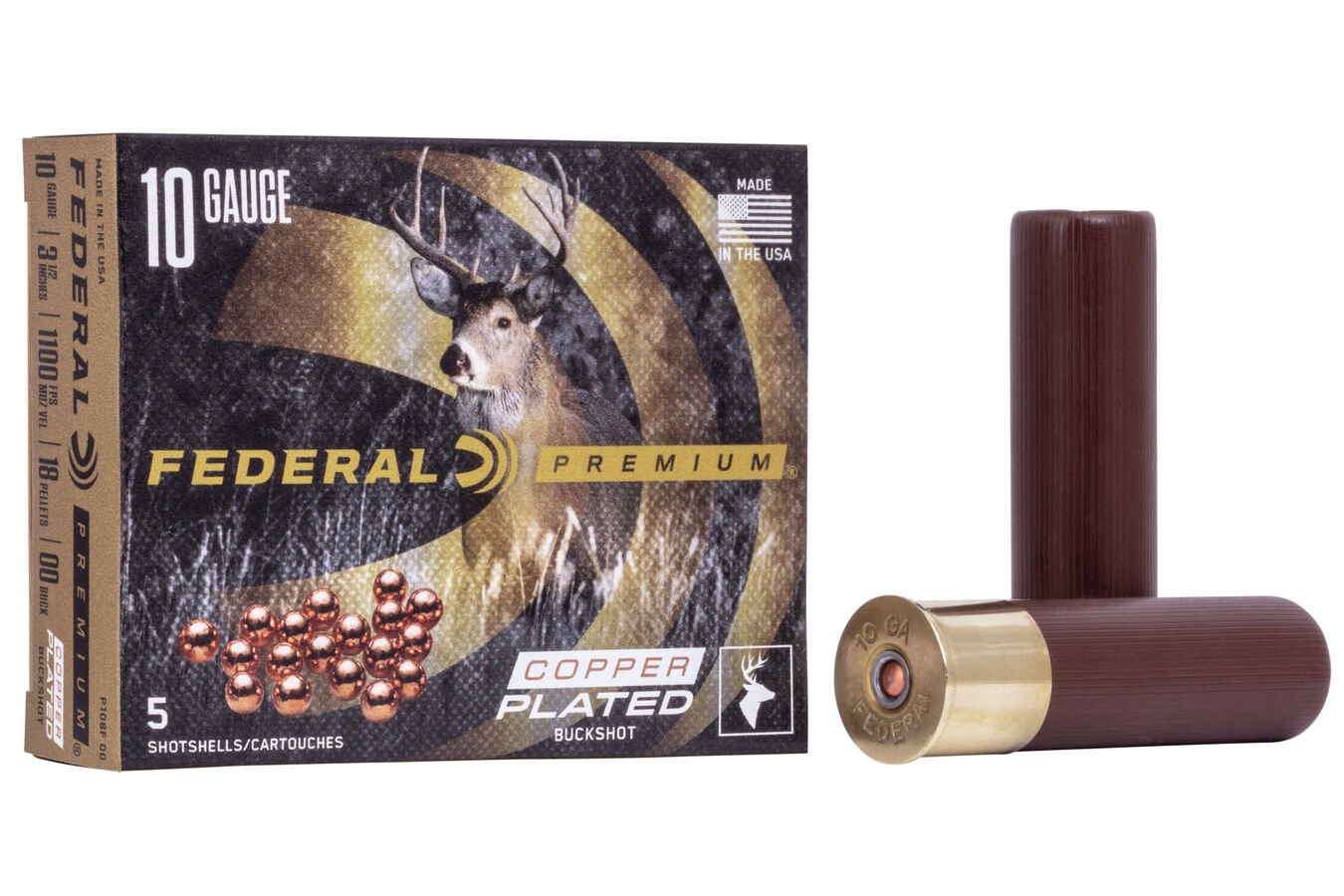 FEDERAL AMMUNITION 10 GA 3-1/2 IN 18 PELLETS 00 BUCK VITAL-SHOK