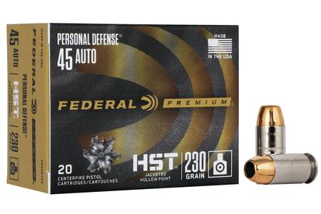FEDERAL AMMUNITION 45 Auto 230 gr HST JHP Personal Defense 20/Box