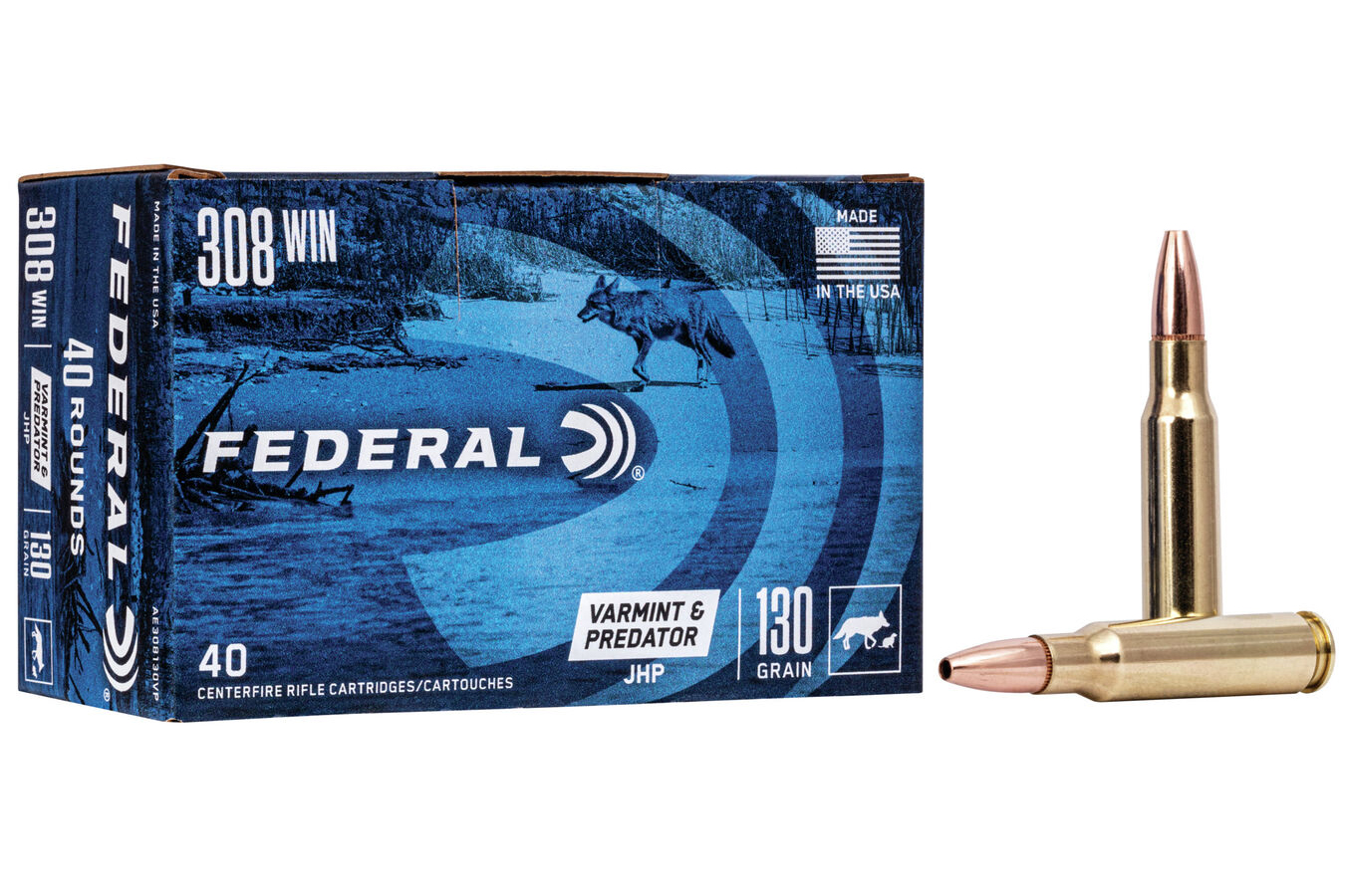 FEDERAL AMMUNITION 308 WIN 130 GR JHP VARMINT/PREDATOR