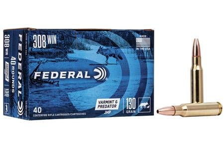 FEDERAL AMMUNITION 308 Win 130 gr JHP Varmint and Predator 40/Box